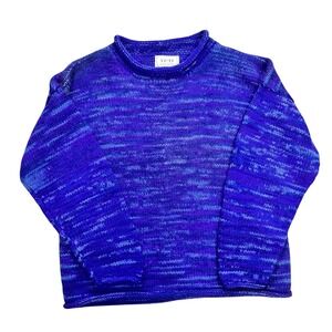 YETI Hand Knitted Sweater Men's Medium‎ Nepal Blue Purple Marled Mock Neck
